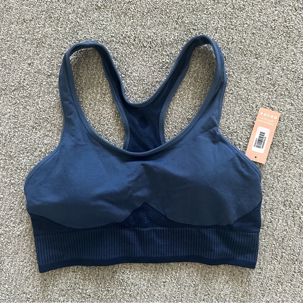 ThirdLove Kinetic Sports Bra Navy Blue Large Seamless Racerback Activewear NWT